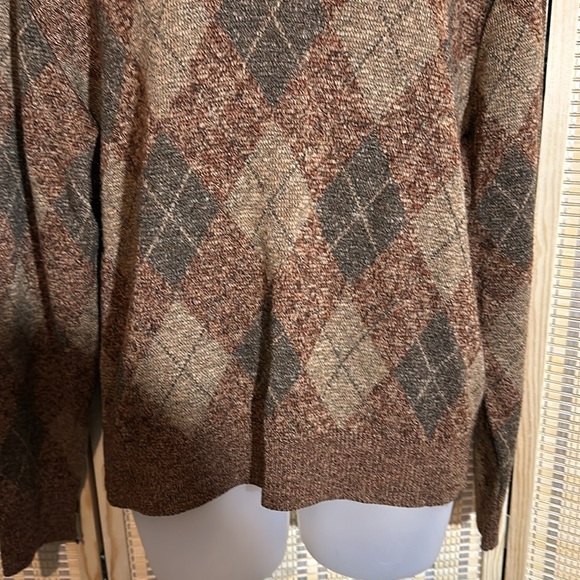 Vintage 1970s? Shades of Brown Faded Plaid Sweater Preppy Collegiate No Tags - Picture 7 of 16